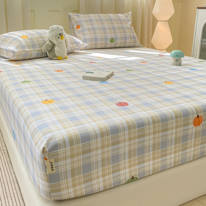 91家纺网 家纺一手货源 找家纺 优品惠 2026新款老粗布床笠凉席席子空调软席单品床垫保护套三件套 小南瓜