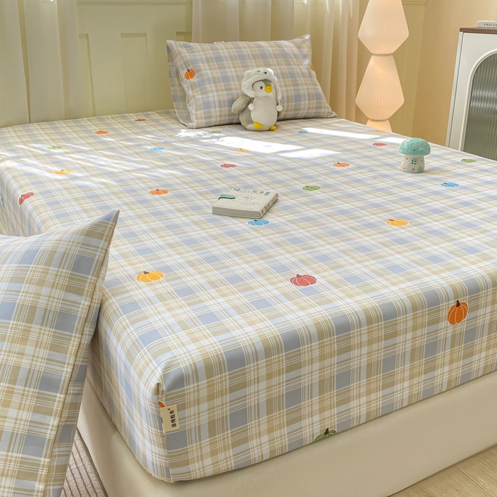 91家纺网 家纺一手货源 找家纺 优品惠 2026新款老粗布床笠凉席席子空调软席单品床垫保护套三件套 小南瓜