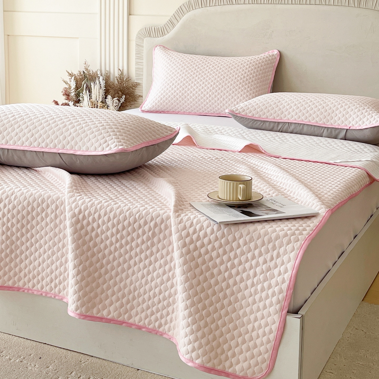 91家纺网 家纺一手货源 找家纺 （总）莱米家纺 2026新款简约纯色凉豆豆床席款凉席