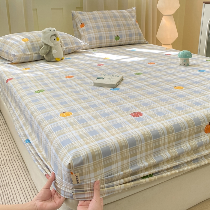 91家纺网 家纺一手货源 找家纺 优品惠 2026新款老粗布床笠凉席席子空调软席单品床垫保护套三件套 小南瓜