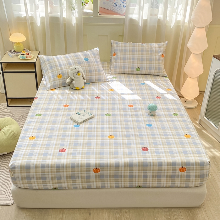 91家纺网 家纺一手货源 找家纺 优品惠 2026新款老粗布床笠凉席席子空调软席单品床垫保护套三件套 小南瓜