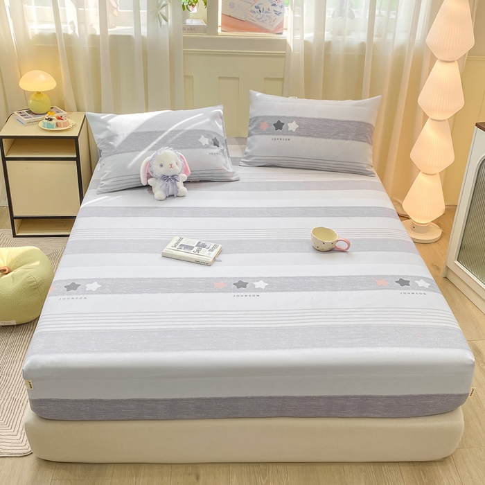 91家纺网 家纺一手货源 找家纺 优品惠 2026新款老粗布床笠凉席席子空调软席单品床垫保护套三件套 星星