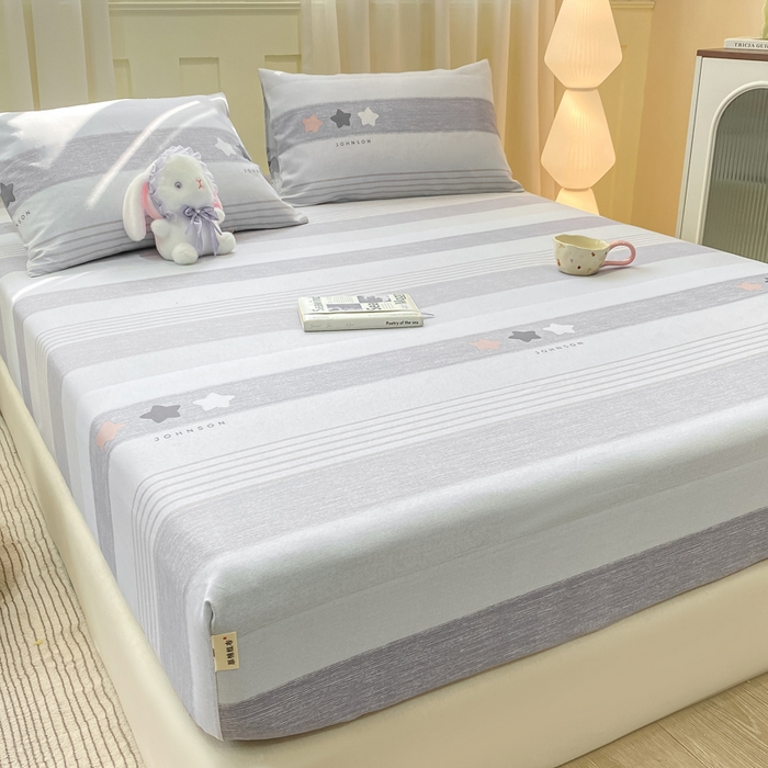 91家纺网 家纺一手货源 找家纺 优品惠 2026新款老粗布床笠凉席席子空调软席单品床垫保护套三件套 星星