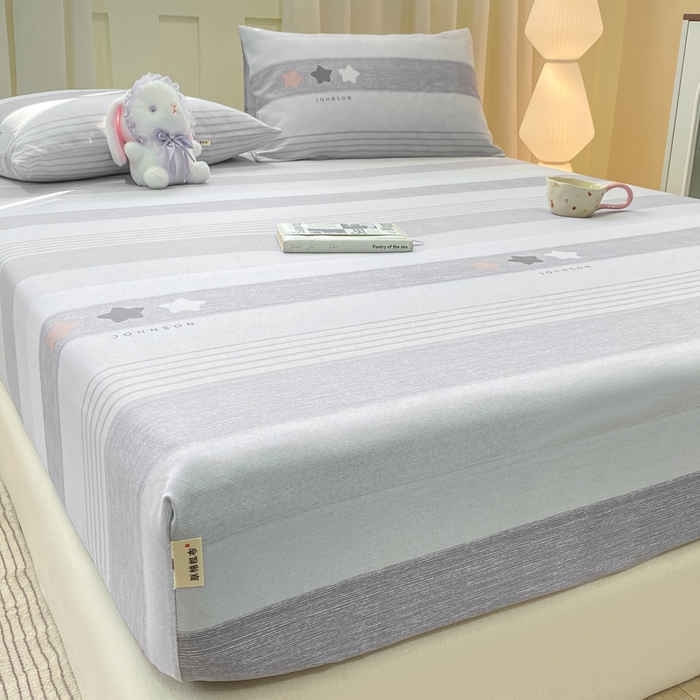 91家纺网 家纺一手货源 找家纺 优品惠 2026新款老粗布床笠凉席席子空调软席单品床垫保护套三件套 星星