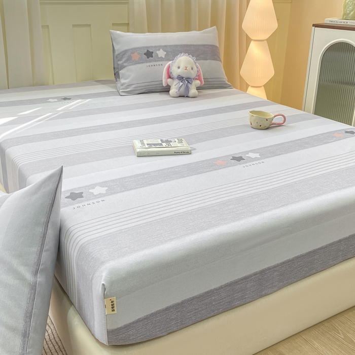 91家纺网 家纺一手货源 找家纺 优品惠 2026新款老粗布床笠凉席席子空调软席单品床垫保护套三件套 星星