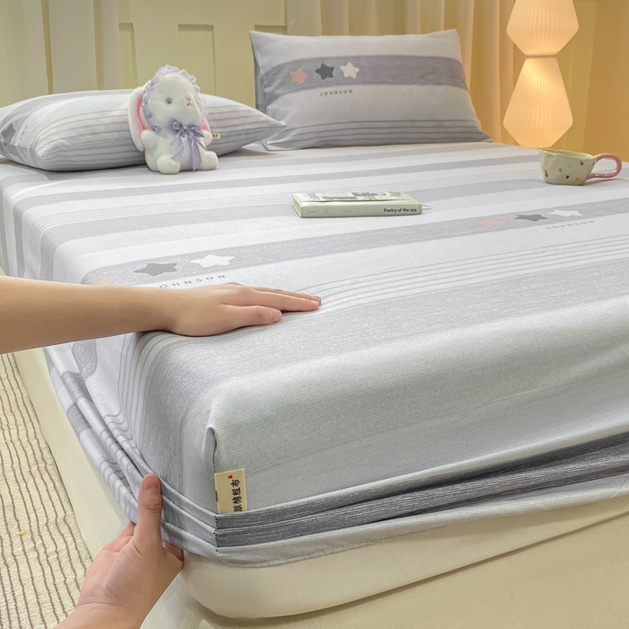 91家纺网 家纺一手货源 找家纺 优品惠 2026新款老粗布床笠凉席席子空调软席单品床垫保护套三件套 星星