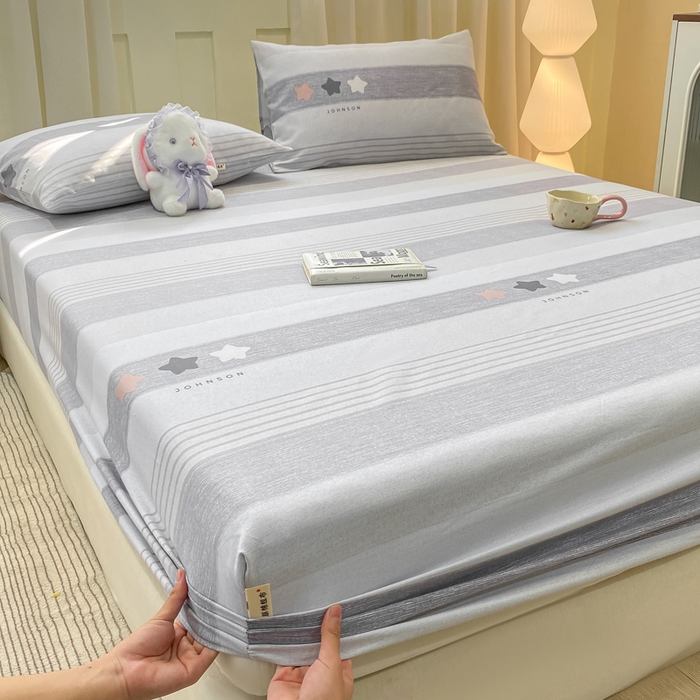 91家纺网 家纺一手货源 找家纺 优品惠 2026新款老粗布床笠凉席席子空调软席单品床垫保护套三件套 星星