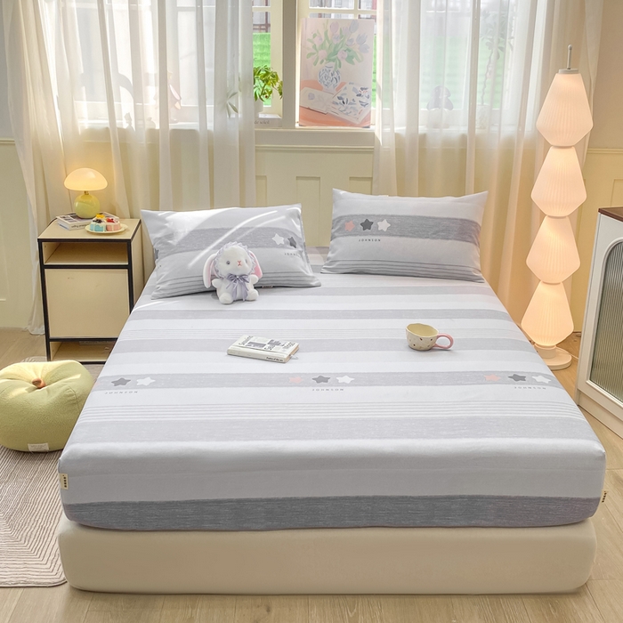 91家纺网 家纺一手货源 找家纺 优品惠 2026新款老粗布床笠凉席席子空调软席单品床垫保护套三件套 星星