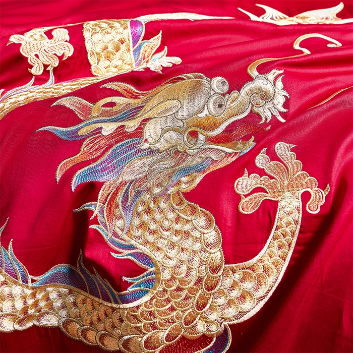 91家纺网 家纺一手货源 找家纺 甜咪咪婚庆 2026新款长绒棉全棉绣花结婚婚庆四件套多件套床单床盖款 鸾凤和鸣