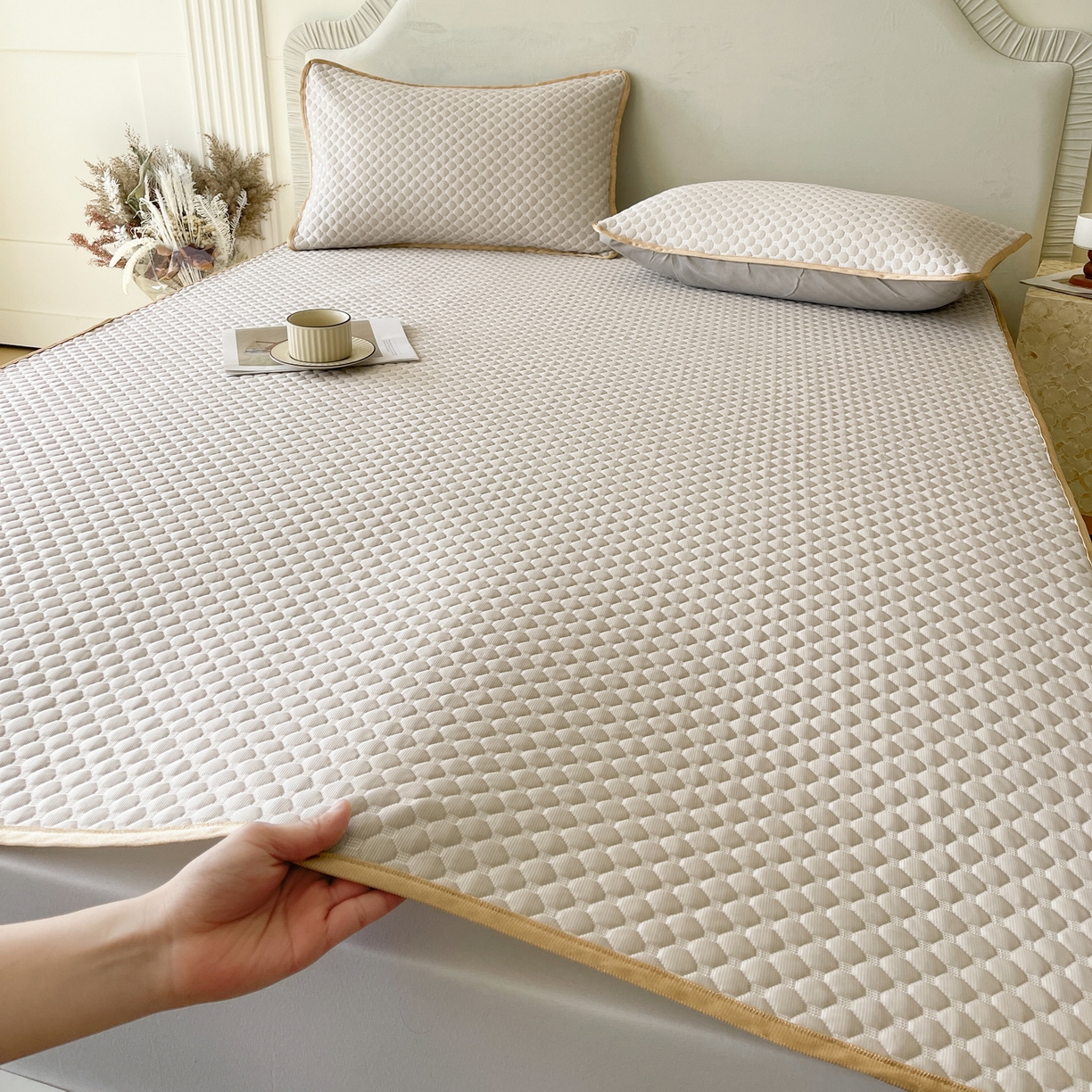 莱米家纺 2026新款简约纯色凉豆豆床席款凉席 豆豆高级灰