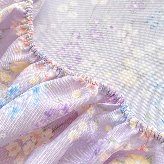 91家纺网 家纺一手货源 找家纺 优品惠 2026新款老粗布床笠凉席席子空调软席单品床垫保护套三件套 紫色花语