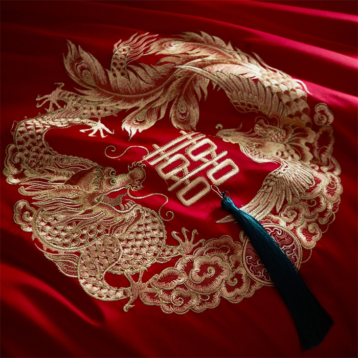 91家纺网 家纺一手货源 找家纺 甜咪咪婚庆 2026新款长绒棉全棉绣花结婚婚庆四件套多件套床单床盖款 钱多多