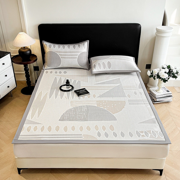 宜派家纺  2026新款PE凉感席几何系列床单款 几何-灰