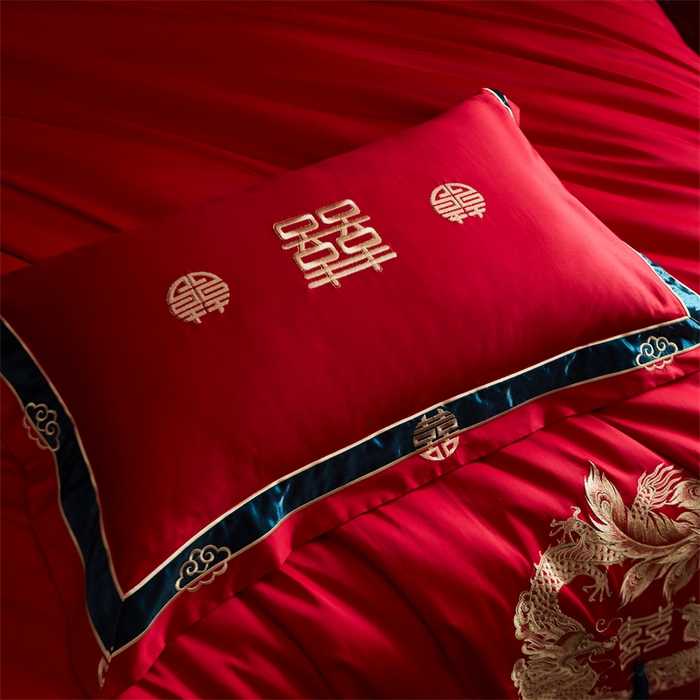 91家纺网 家纺一手货源 找家纺 甜咪咪婚庆 2026新款长绒棉全棉绣花结婚婚庆四件套多件套床单床盖款 钱多多