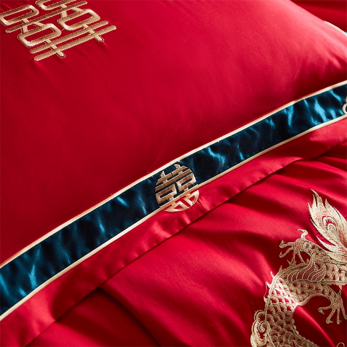 91家纺网 家纺一手货源 找家纺 甜咪咪婚庆 2026新款长绒棉全棉绣花结婚婚庆四件套多件套床单床盖款 钱多多