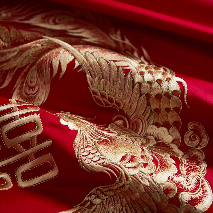 91家纺网 家纺一手货源 找家纺 甜咪咪婚庆 2026新款长绒棉全棉绣花结婚婚庆四件套多件套床单床盖款 钱多多