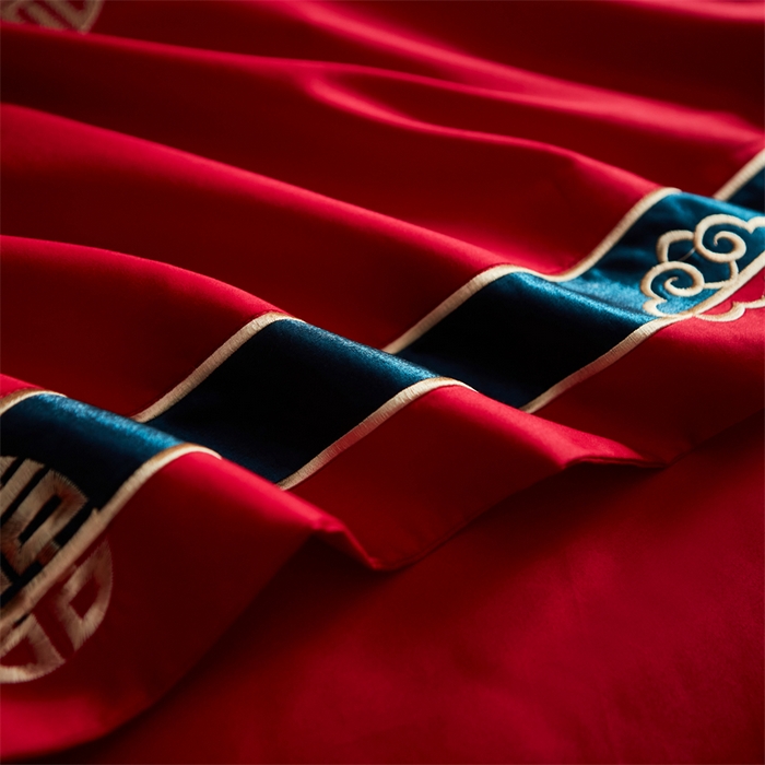 91家纺网 家纺一手货源 找家纺 甜咪咪婚庆 2026新款长绒棉全棉绣花结婚婚庆四件套多件套床单床盖款 钱多多