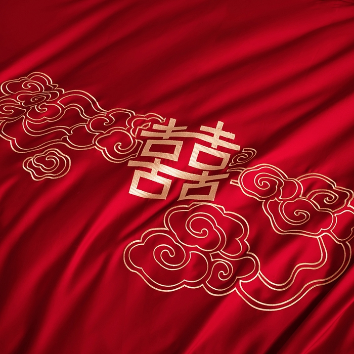 91家纺网 家纺一手货源 找家纺 甜咪咪婚庆 2026新款长绒棉全棉绣花结婚婚庆四件套多件套床单床盖款 山盟