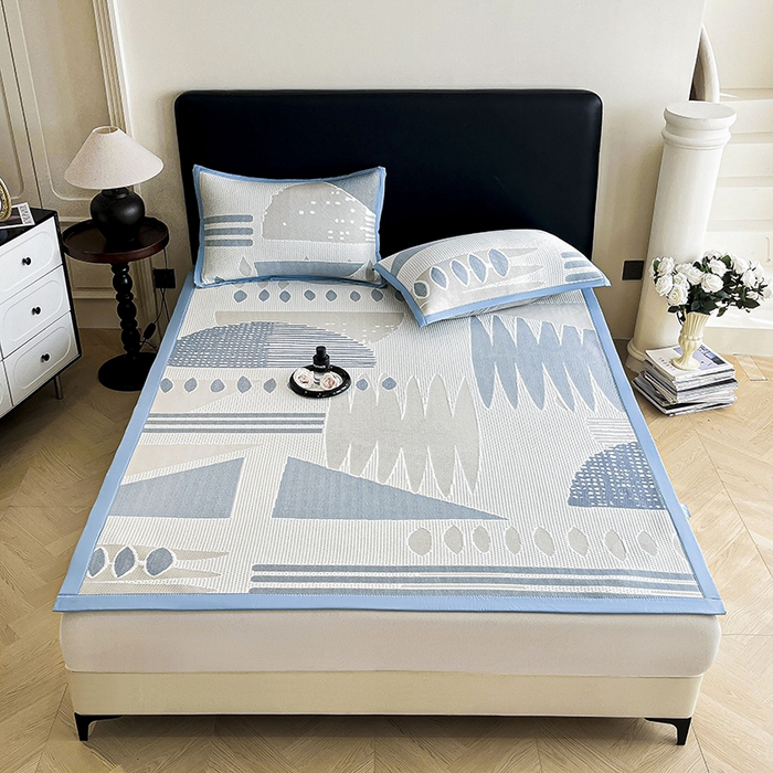 宜派家纺  2026新款PE凉感席几何系列床单款 几何-蓝