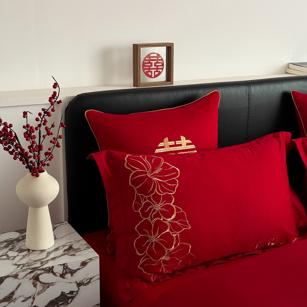 91家纺网 家纺一手货源 找家纺 甜咪咪婚庆 2026新款长绒棉全棉绣花结婚婚庆四件套多件套床单床盖款 甜蜜约定