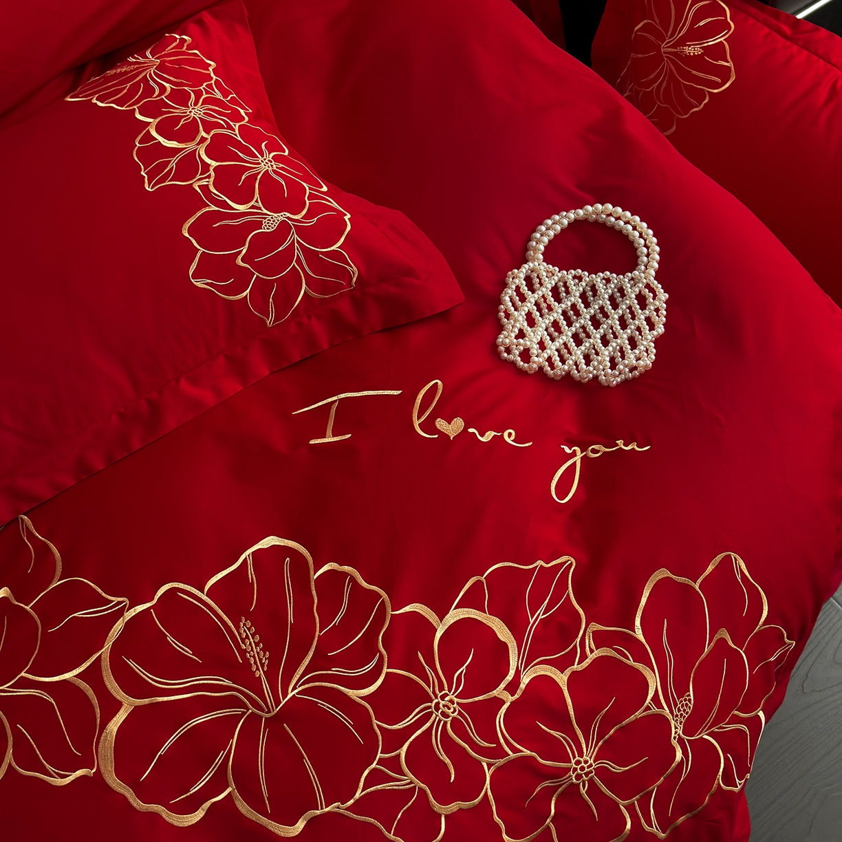 91家纺网 家纺一手货源 找家纺 甜咪咪婚庆 2026新款长绒棉全棉绣花结婚婚庆四件套多件套床单床盖款 甜蜜约定