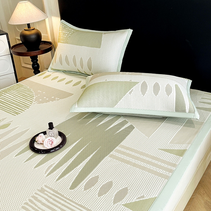91家纺网 家纺一手货源 找家纺 宜派家纺  2026新款PE凉感席几何系列床单款 几何-绿