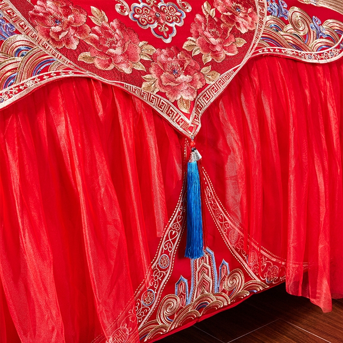 91家纺网 家纺一手货源 找家纺 甜咪咪婚庆 2026新款长绒棉全棉绣花结婚婚庆四件套多件套床单床盖款 珠联璧合