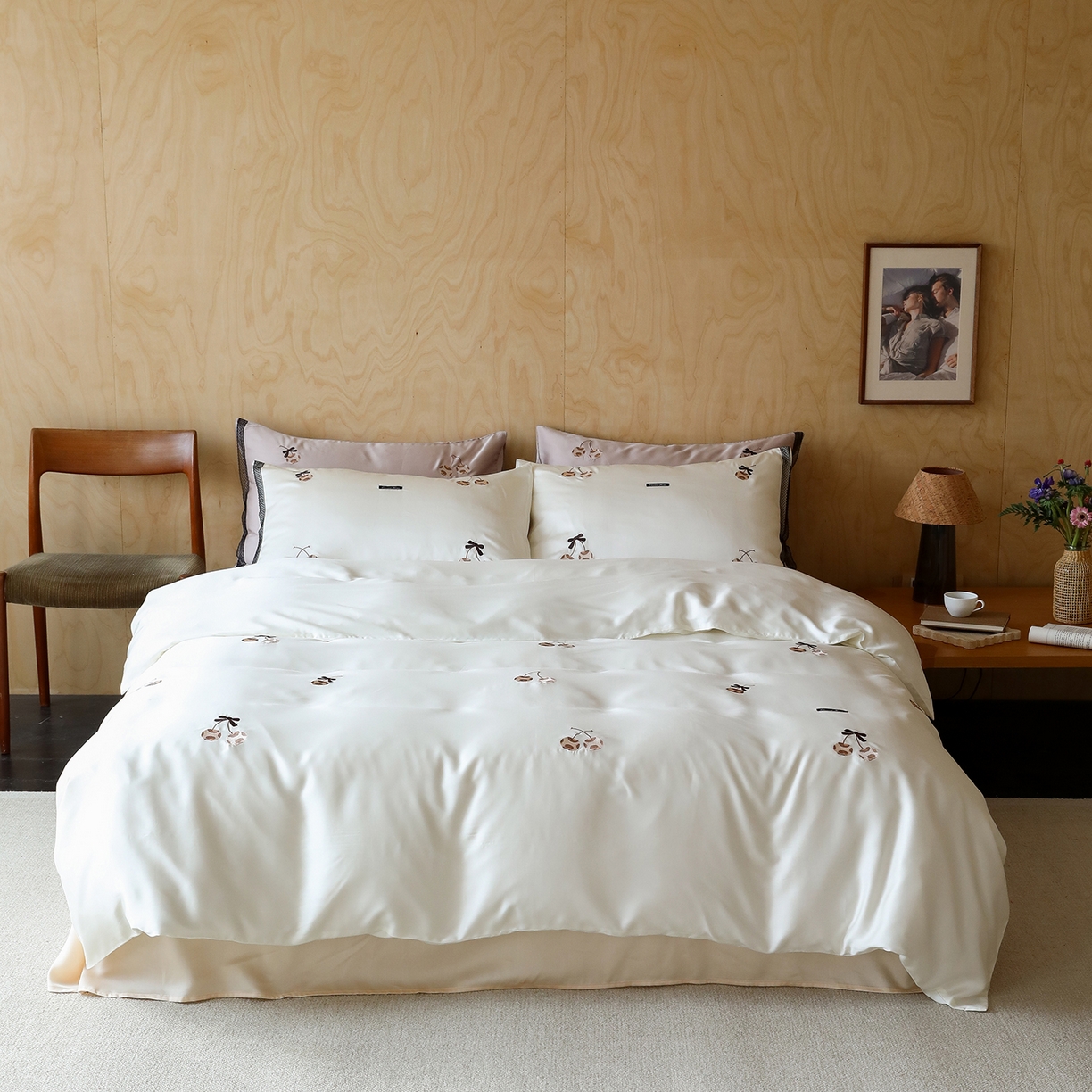 91家纺网 家纺一手货源 找家纺 （总）初拾 2026新款60支兰精天丝可爱豹纹四件套-樱梦