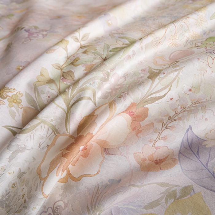 91家纺网 家纺一手货源 找家纺 U品汇 2026新品纯棉全棉平网大版数码印花四件套高端60支长绒棉贡缎埋绳宽边系列 花笺梦语（绿）