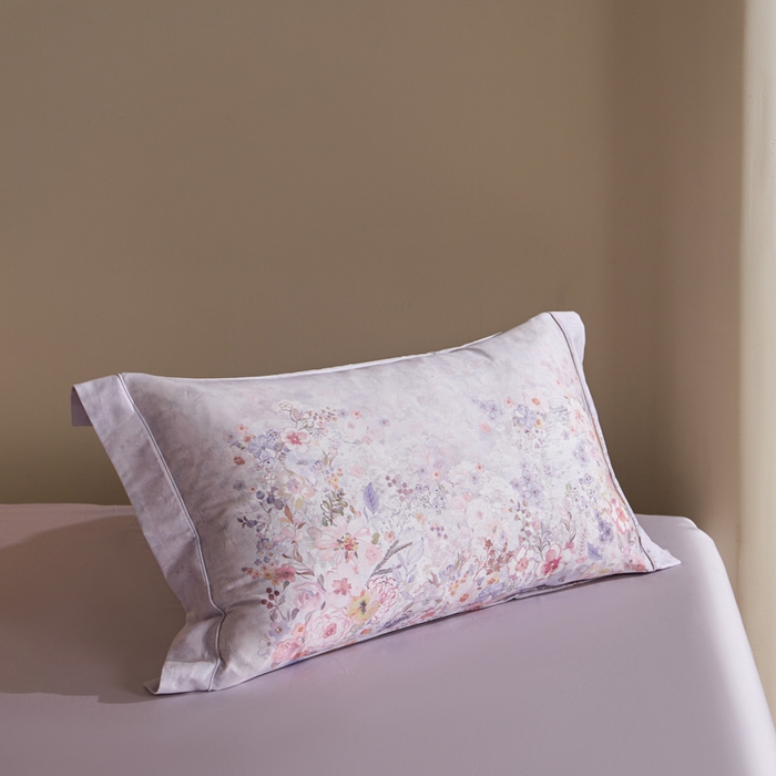 91家纺网 家纺一手货源 找家纺 U品汇 2026新品纯棉全棉平网大版数码印花四件套高端60支长绒棉贡缎埋绳宽边系列 花笺梦语（紫）