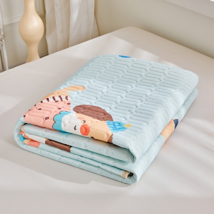 91家纺网 家纺一手货源 找家纺 美丽折2026新品6mm厚天然乳胶凉席三件套 大版印花卡通乳胶凉席平铺款 嗨皮狗