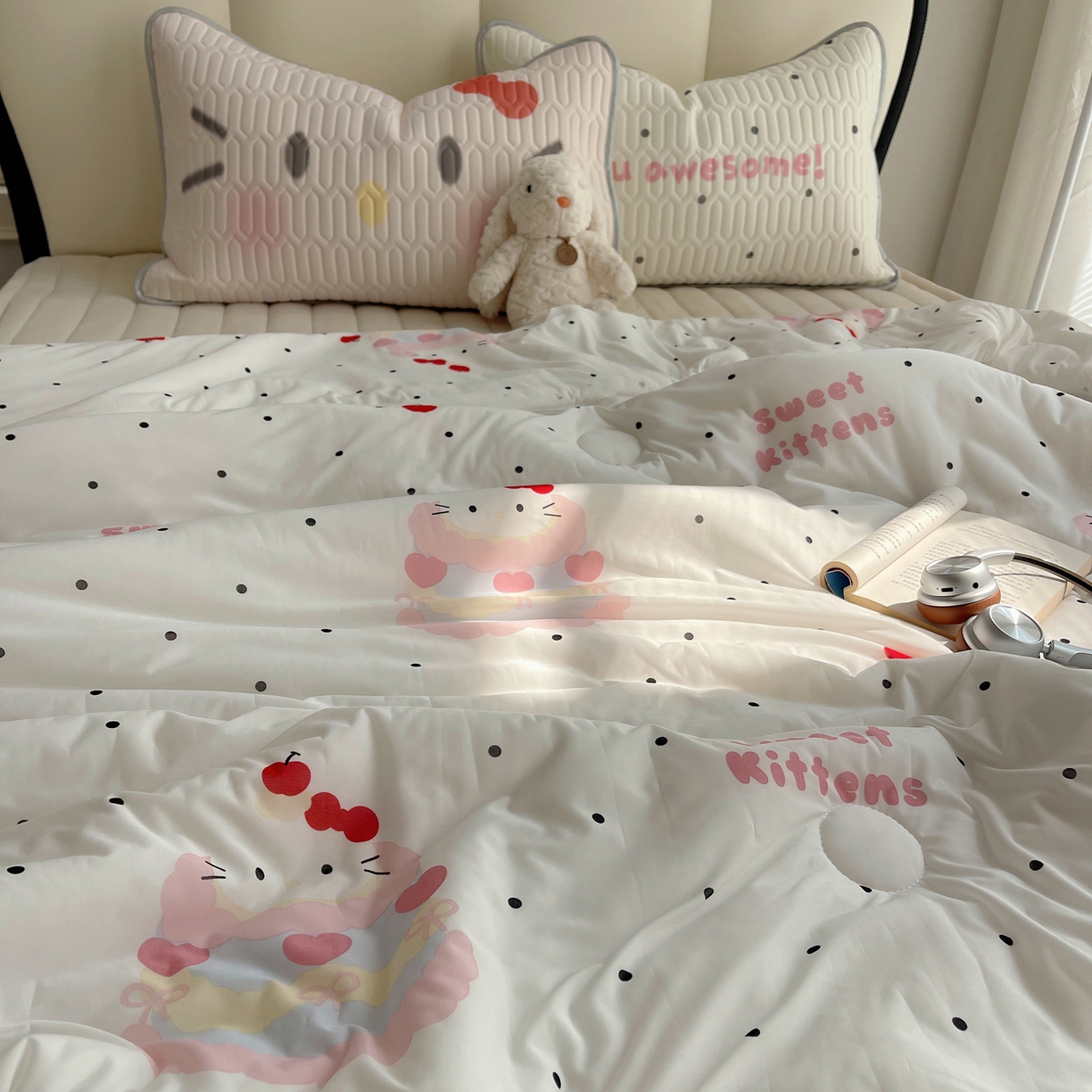 91家纺网 家纺一手货源 找家纺 顾里家纺 2026新款韩系少女凉感冰皮夏被夏凉被空调被-第一组 波点粉猫