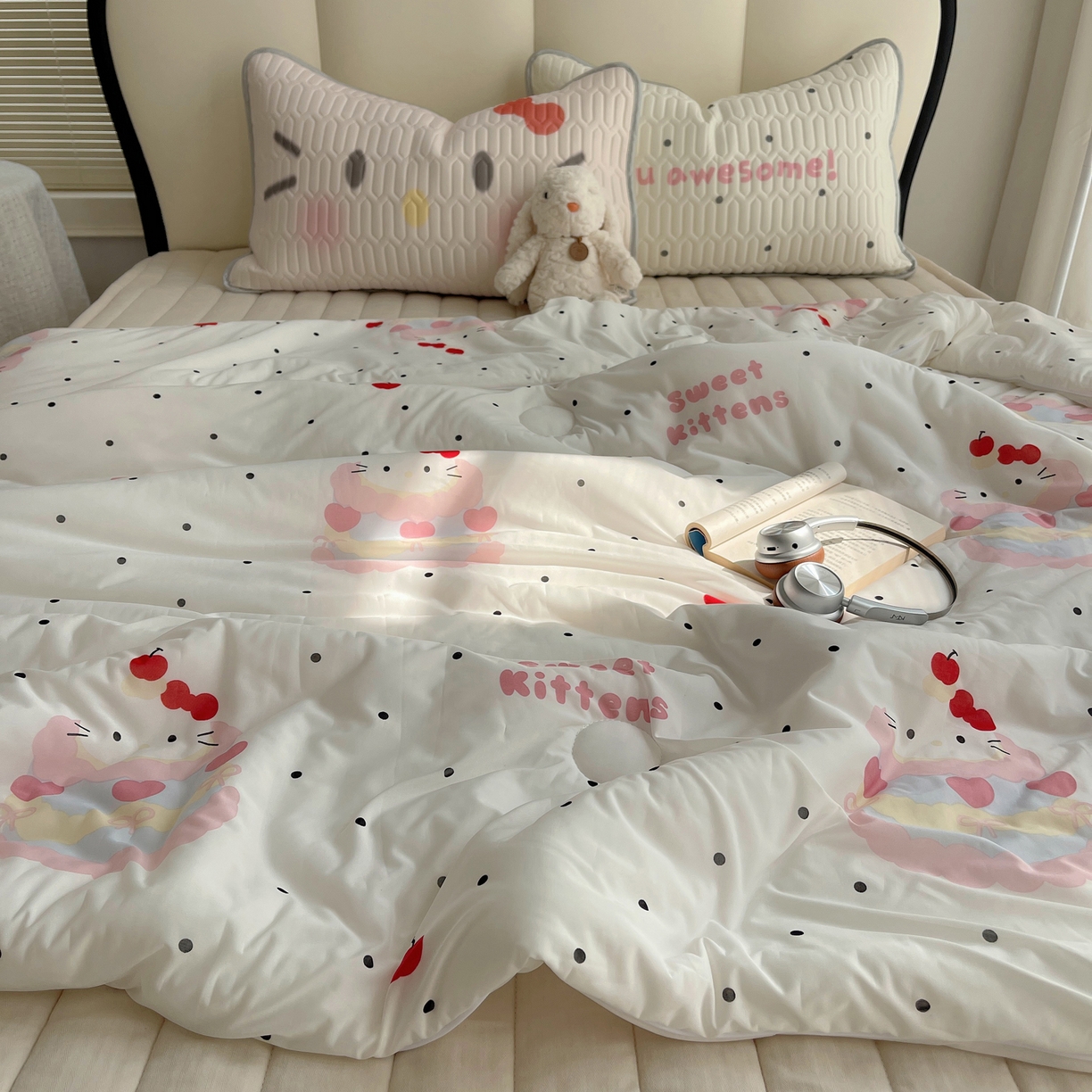 91家纺网 家纺一手货源 找家纺 顾里家纺 2026新款韩系少女凉感冰皮夏被夏凉被空调被-第一组 波点粉猫