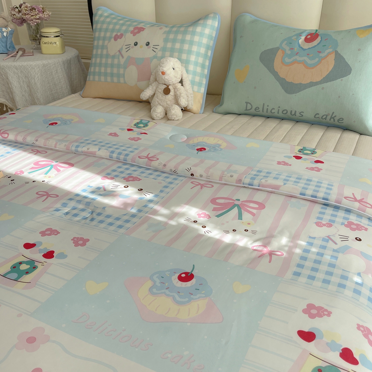 91家纺网 家纺一手货源 找家纺 顾里家纺 2026新款韩系少女凉感冰皮夏被夏凉被空调被-第一组 拼接猫咪