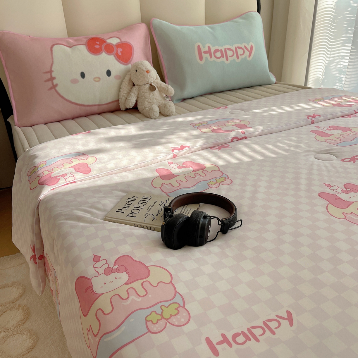 91家纺网 家纺一手货源 找家纺 顾里家纺 2026新款韩系少女凉感冰皮夏被夏凉被空调被-第一组 粉格花猫