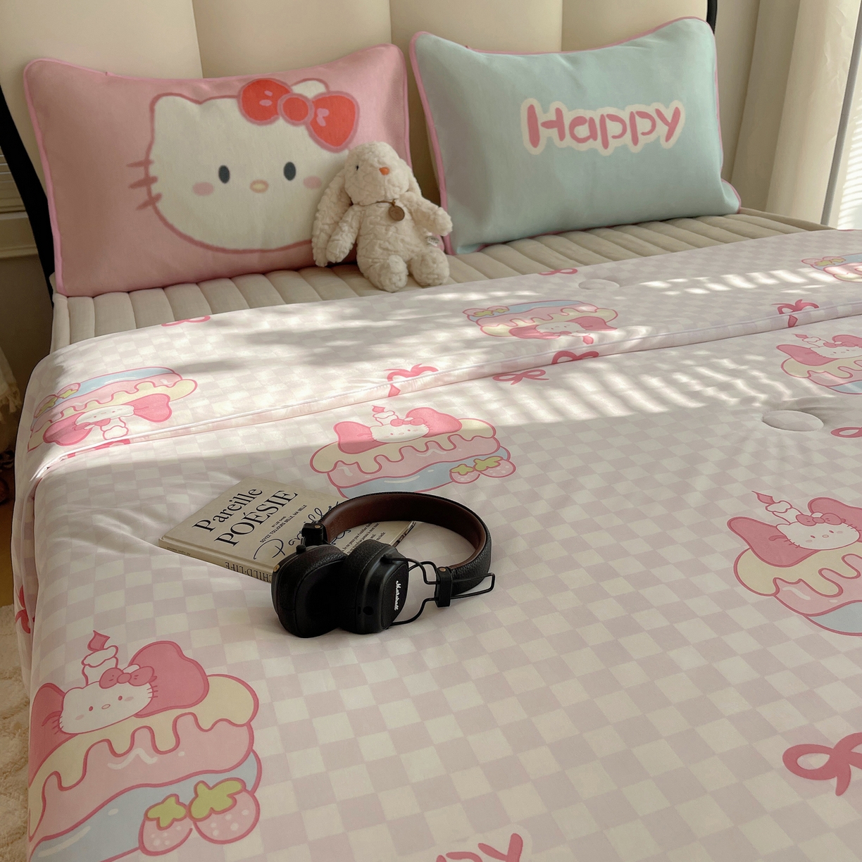 91家纺网 家纺一手货源 找家纺 顾里家纺 2026新款韩系少女凉感冰皮夏被夏凉被空调被-第一组 粉格花猫