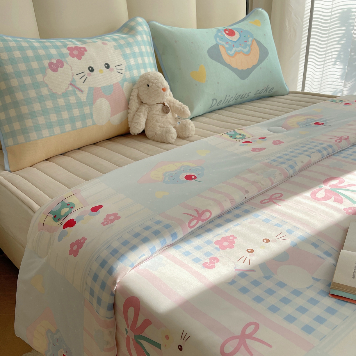 91家纺网 家纺一手货源 找家纺 顾里家纺 2026新款韩系少女凉感冰皮夏被夏凉被空调被-第一组 拼接猫咪