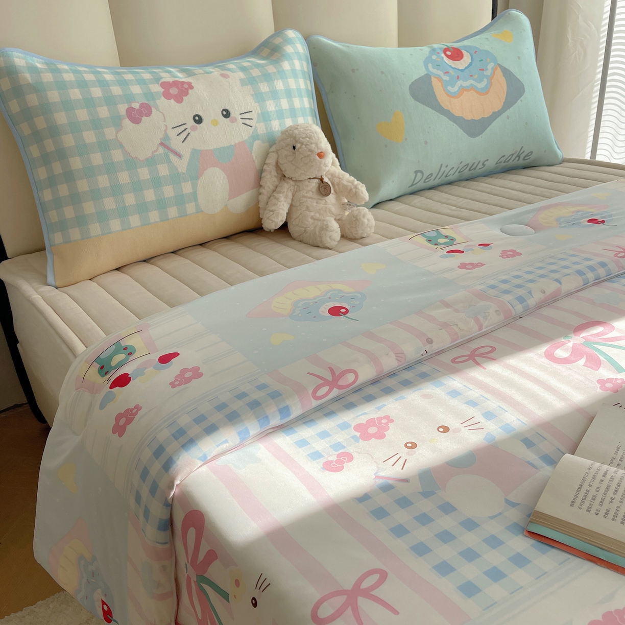 91家纺网 家纺一手货源 找家纺 顾里家纺 2026新款韩系少女凉感冰皮夏被夏凉被空调被-第一组 拼接猫咪