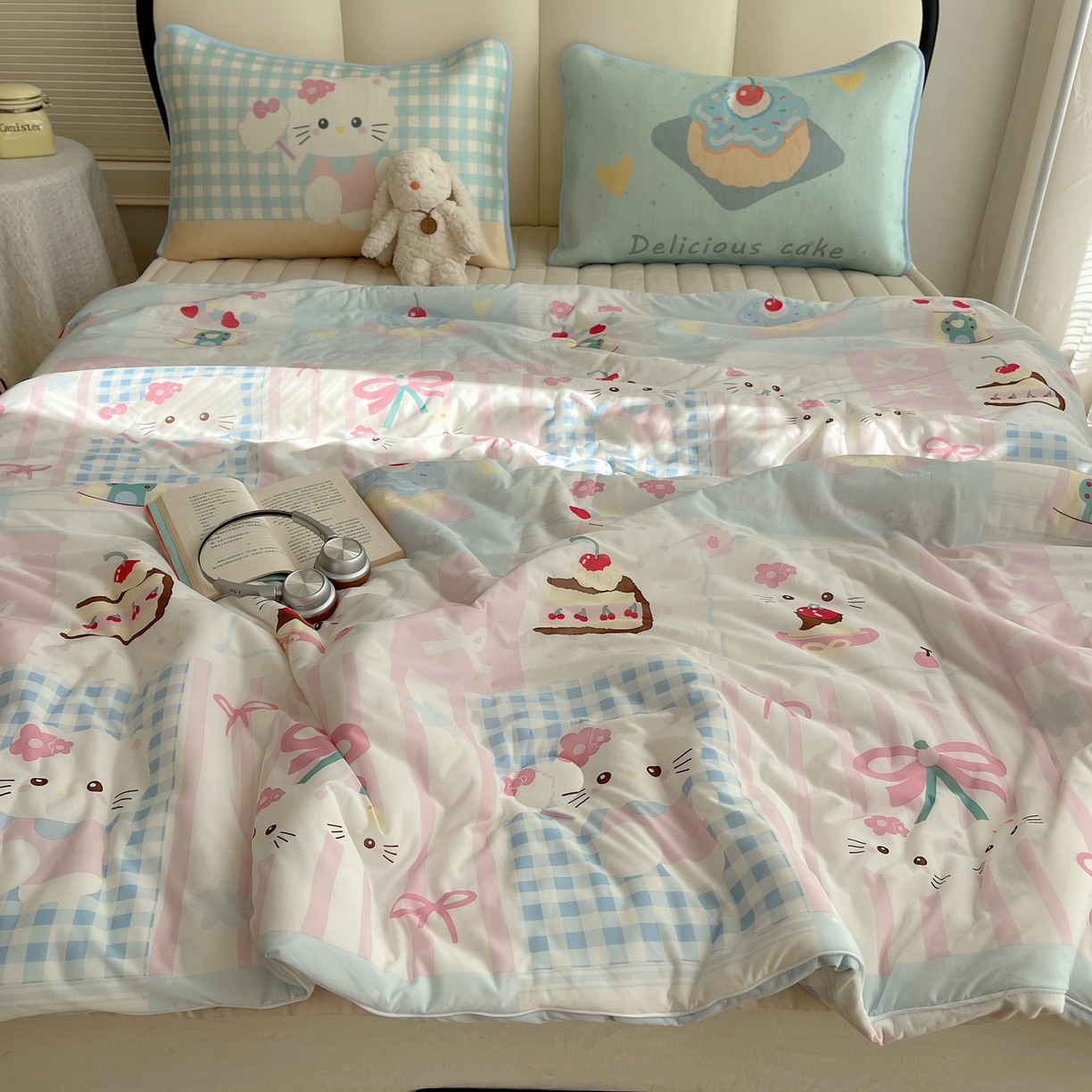 91家纺网 家纺一手货源 找家纺 顾里家纺 2026新款韩系少女凉感冰皮夏被夏凉被空调被-第一组 拼接猫咪