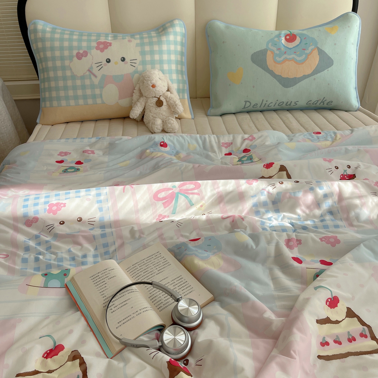 91家纺网 家纺一手货源 找家纺 顾里家纺 2026新款韩系少女凉感冰皮夏被夏凉被空调被-第一组 拼接猫咪