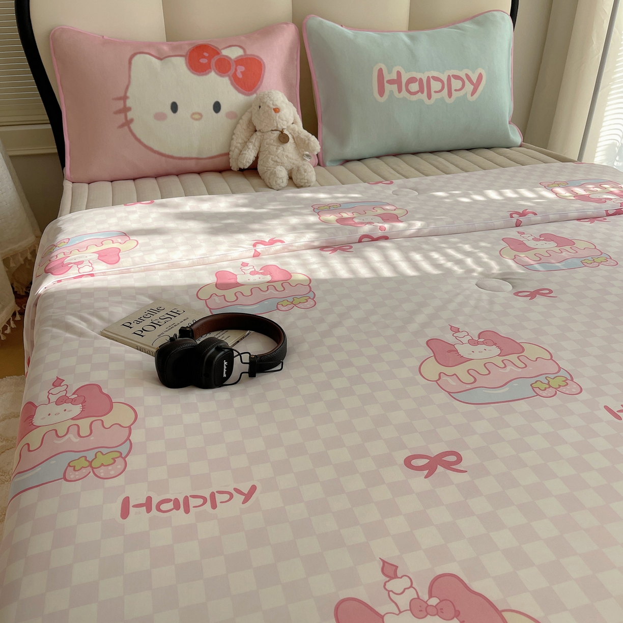 91家纺网 家纺一手货源 找家纺 顾里家纺 2026新款韩系少女凉感冰皮夏被夏凉被空调被-第一组 粉格花猫