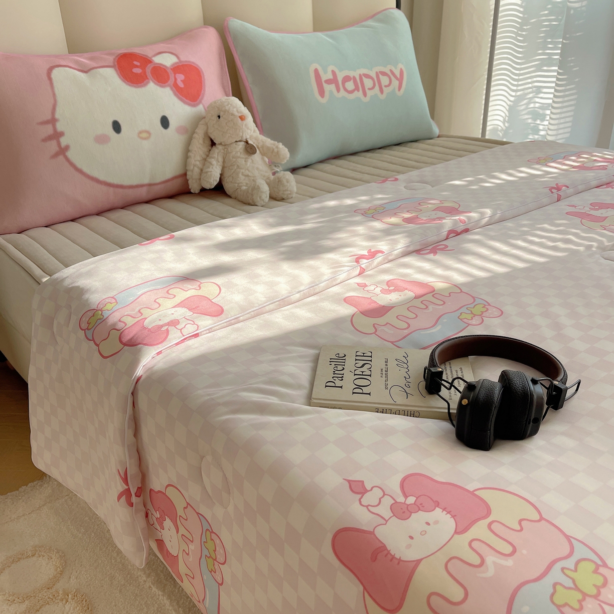 91家纺网 家纺一手货源 找家纺 顾里家纺 2026新款韩系少女凉感冰皮夏被夏凉被空调被-第一组 粉格花猫