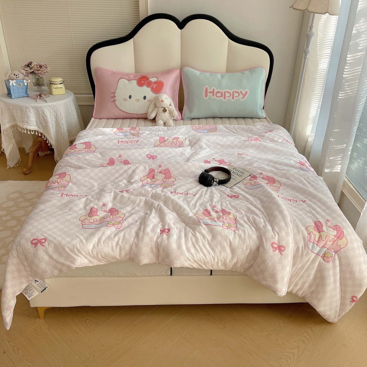 91家纺网 家纺一手货源 找家纺 顾里家纺 2026新款韩系少女凉感冰皮夏被夏凉被空调被-第一组 粉格花猫