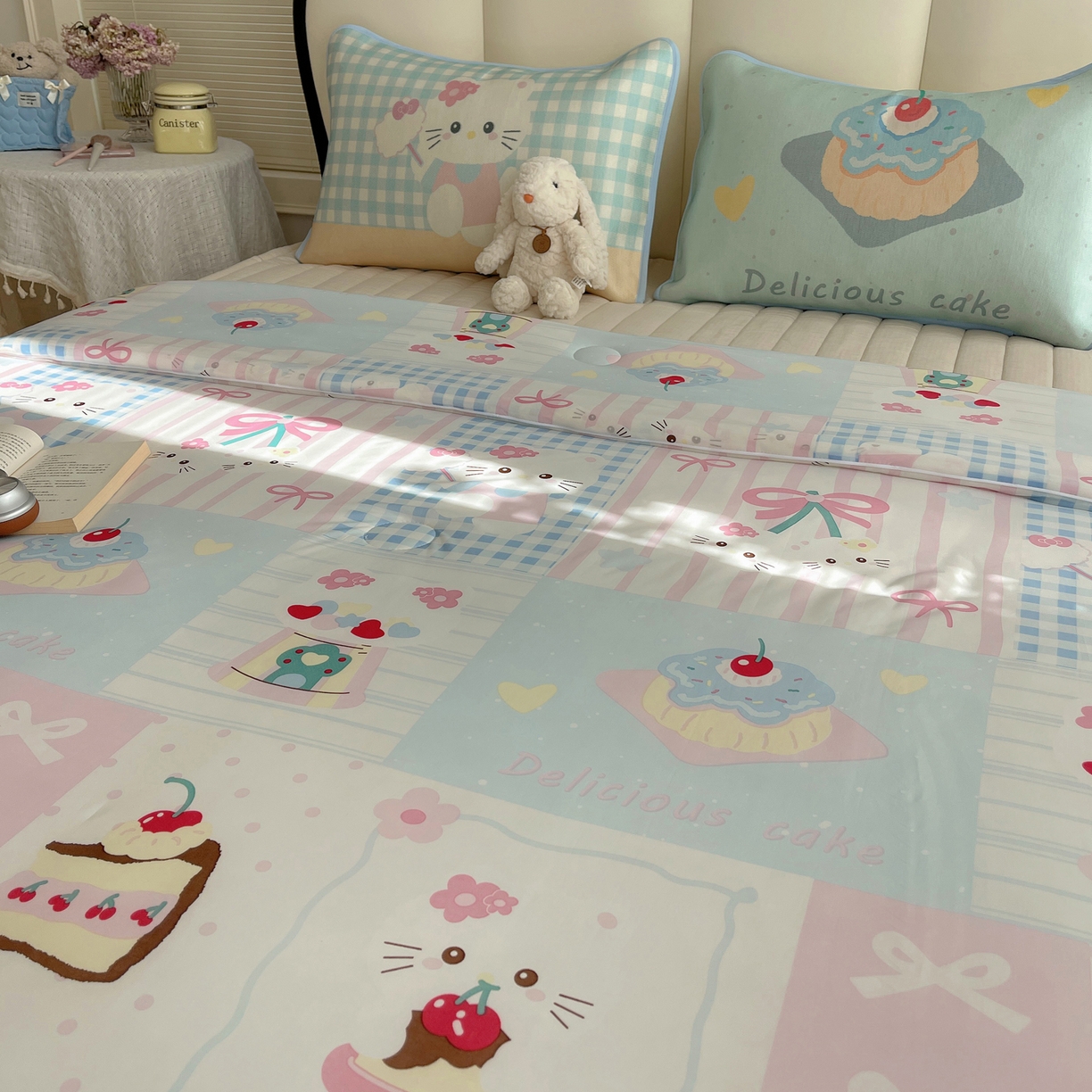 91家纺网 家纺一手货源 找家纺 顾里家纺 2026新款韩系少女凉感冰皮夏被夏凉被空调被-第一组 拼接猫咪