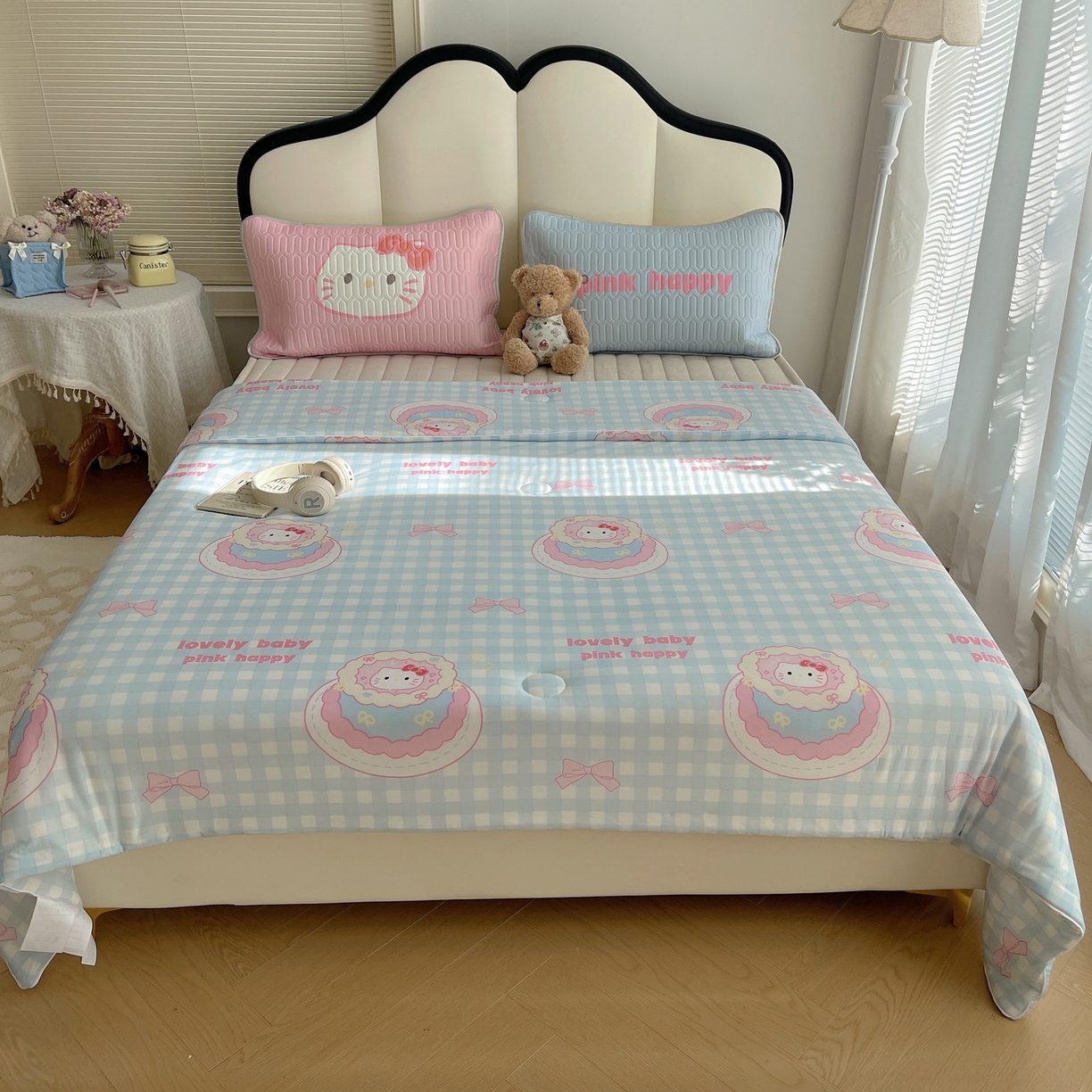 91家纺网 家纺一手货源 找家纺 顾里家纺 2026新款韩系少女凉感冰皮夏被夏凉被空调被-第一组 蛋糕花猫