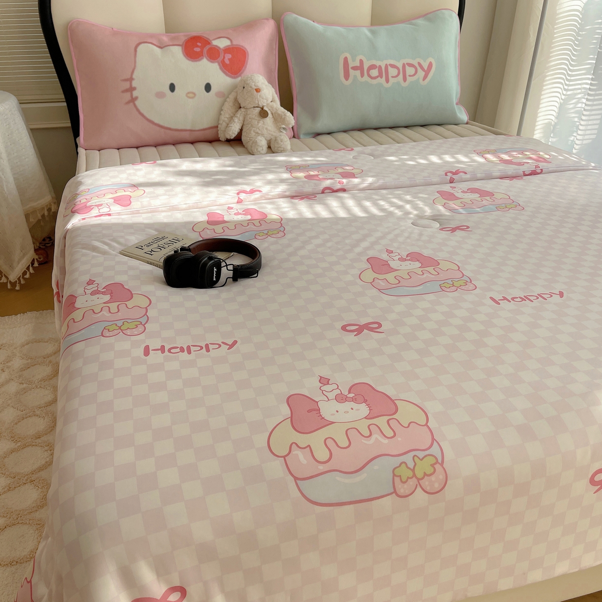 91家纺网 家纺一手货源 找家纺 顾里家纺 2026新款韩系少女凉感冰皮夏被夏凉被空调被-第一组 粉格花猫