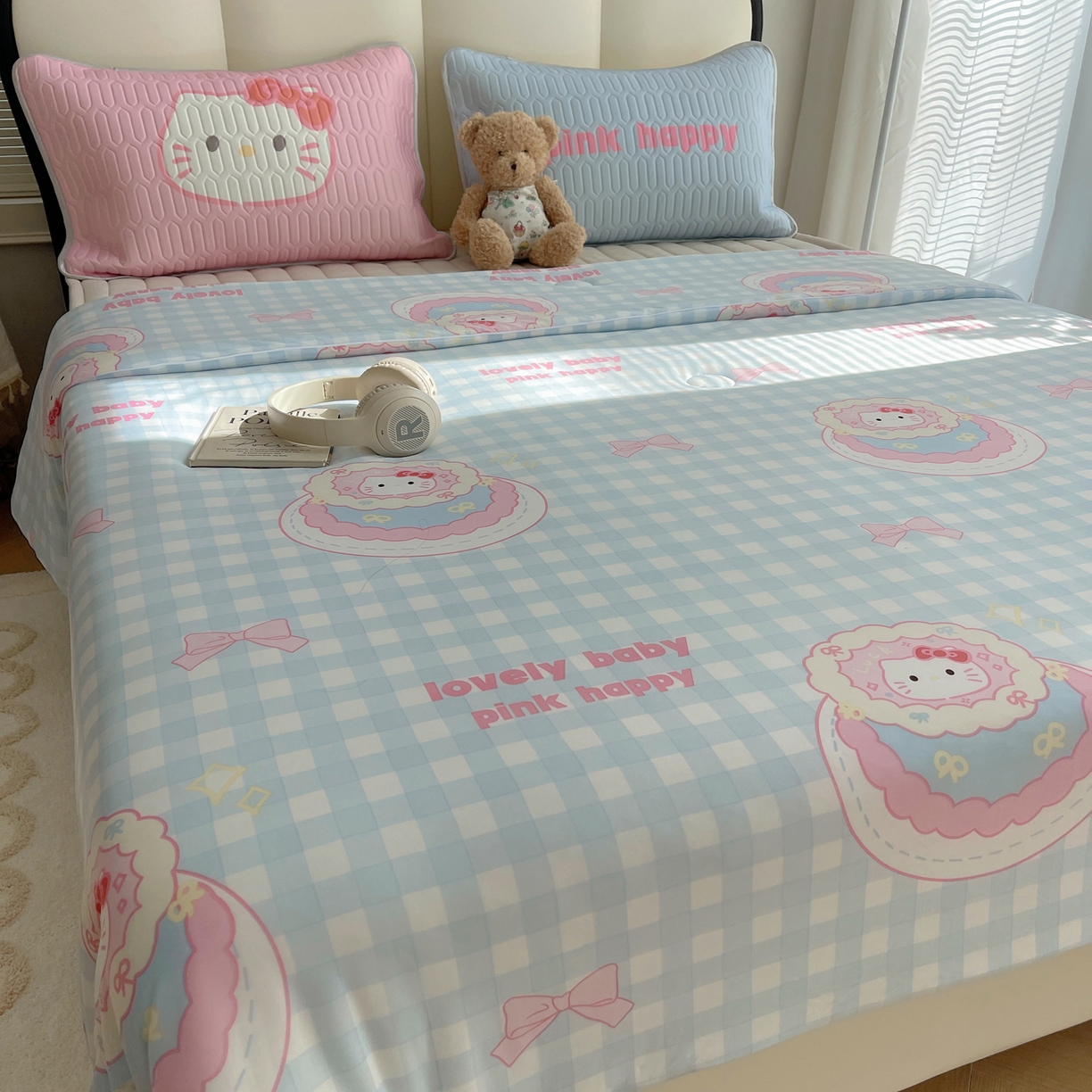 91家纺网 家纺一手货源 找家纺 顾里家纺 2026新款韩系少女凉感冰皮夏被夏凉被空调被-第一组 蛋糕花猫