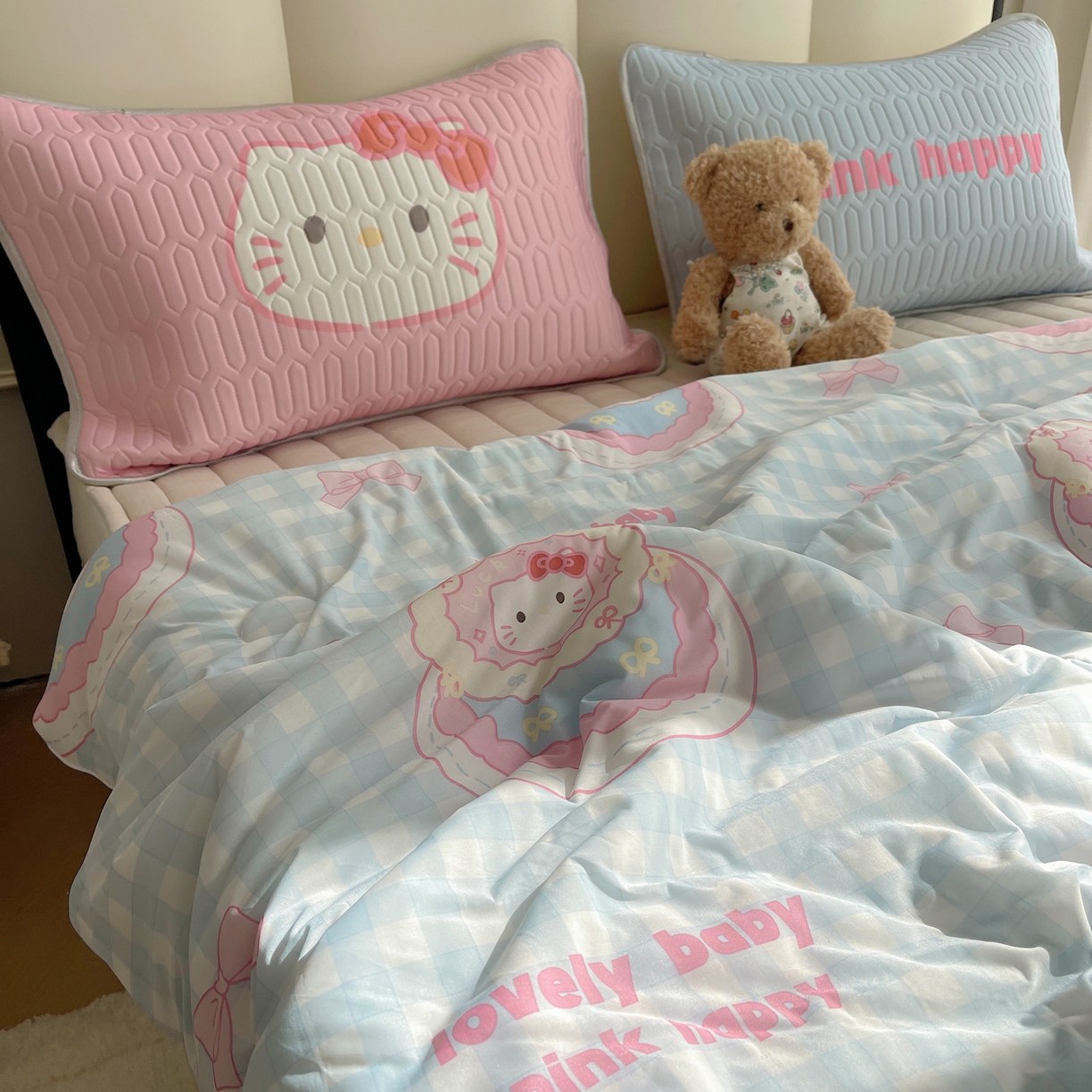 91家纺网 家纺一手货源 找家纺 顾里家纺 2026新款韩系少女凉感冰皮夏被夏凉被空调被-第一组 蛋糕花猫