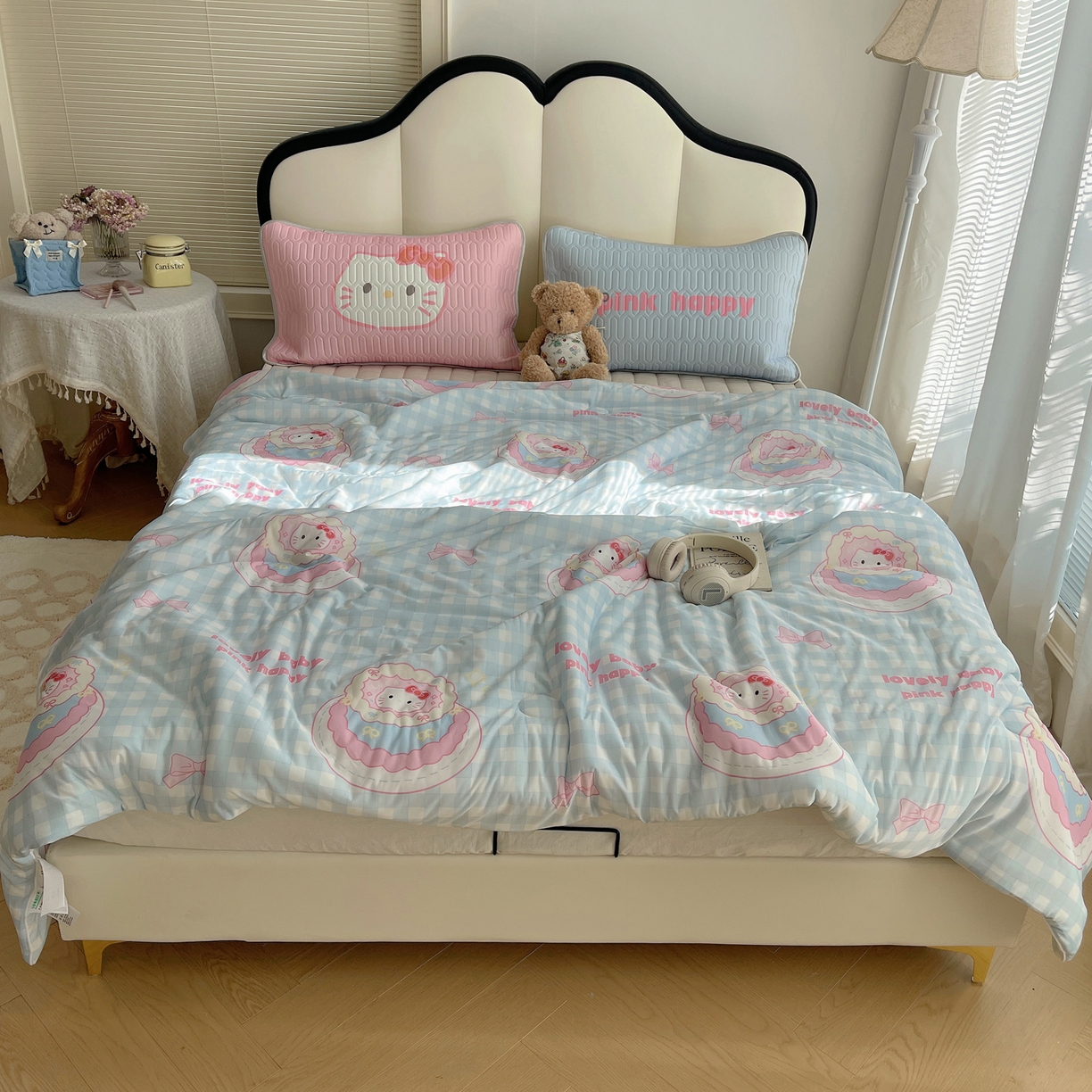 91家纺网 家纺一手货源 找家纺 顾里家纺 2026新款韩系少女凉感冰皮夏被夏凉被空调被-第一组 蛋糕花猫