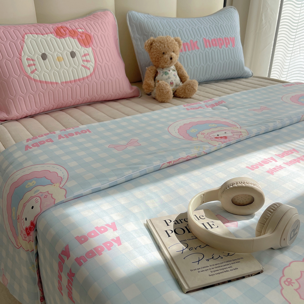 91家纺网 家纺一手货源 找家纺 顾里家纺 2026新款韩系少女凉感冰皮夏被夏凉被空调被-第一组 蛋糕花猫